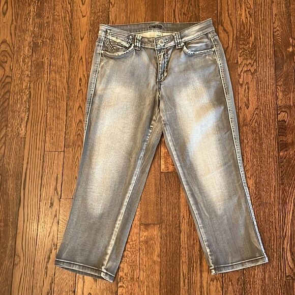 Cache VTG Y2K Sz 6 Capri Crop Grey Jeans - Picture 1 of 11